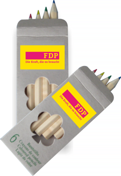 Buntstift-Set, 6 Stifte im Karton mit Kampagnenlogo (50 Stk.)